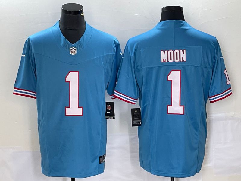 Men Tennessee Titans 1 Moon Light Blue Nike Throwback Vapor Limited NFL Jersey